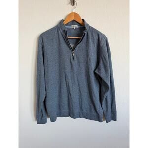 Peter Millar Mens Crown Comfort Pullover Quarter Zip Size Large Blue Soft Cotton
